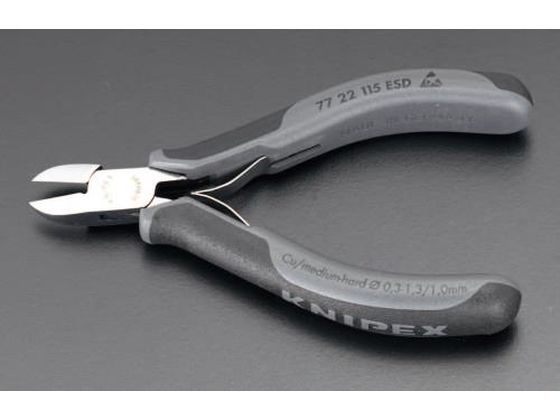 【レビュー投稿で100円OFFクーポン】【お取り寄せ】エスコ 精密用ニッパー ESDグリップ 115mm EA535KC-12 はさみ カッター 切断 工具類 実験用小物 機材