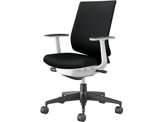 【マラソン限定★2,000円クーポン＆ポイント2倍】【メーカー直送】コクヨ ウィザード4 ローバック ホワイトシェル 黒脚T型肘 ブラック(U)【代引不可】【組立・設置・送料無料】肘付き 固定肘タイプ 布張りチェア オフィスチェア オフィス家具