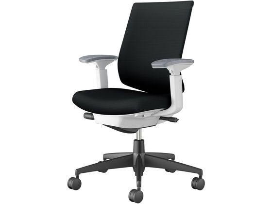 【マラソン限定★ポイント2倍】【メーカー直送】コクヨ ウィザード4 ローバック ホワイトシェル 黒脚可動肘 ブラック(U)【代引不可】【組立・設置・送料無料】肘付き 可動肘タイプ 布張りチェア オフィスチェア オフィス家具｜ココデカウ