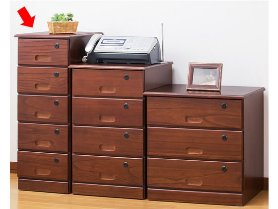 楽天市場】木製 チェスト 鍵付き 5段 幅26cm 奥行35cm 高さ66cm 隠し