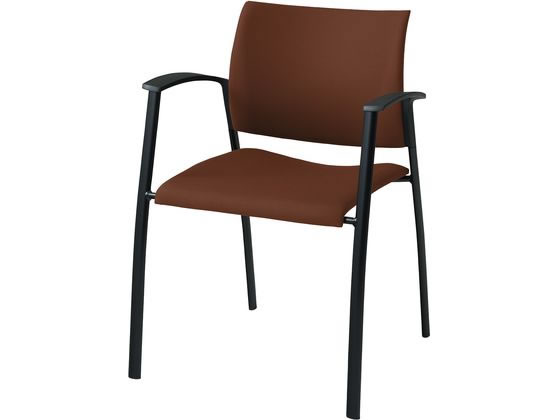 【レビュー投稿で100円OFFクーポン】【メーカー直送】ライオン事務器 スタッキングチェアー ブラウン LE-2420F-BR【代引不可】４本脚 スタッキングチェア ミーティングチェア オフィス家具