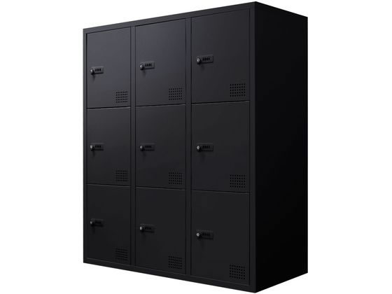 【マラソン限定★2,000円クーポン＆ポイント2倍】【メーカー直送】Netforce ファシル 9人用ロッカー ダイヤル錠幅900*奥400mmブラック【代引不可】【お客様組立】スチールロッカー キャビネット オフィス家具