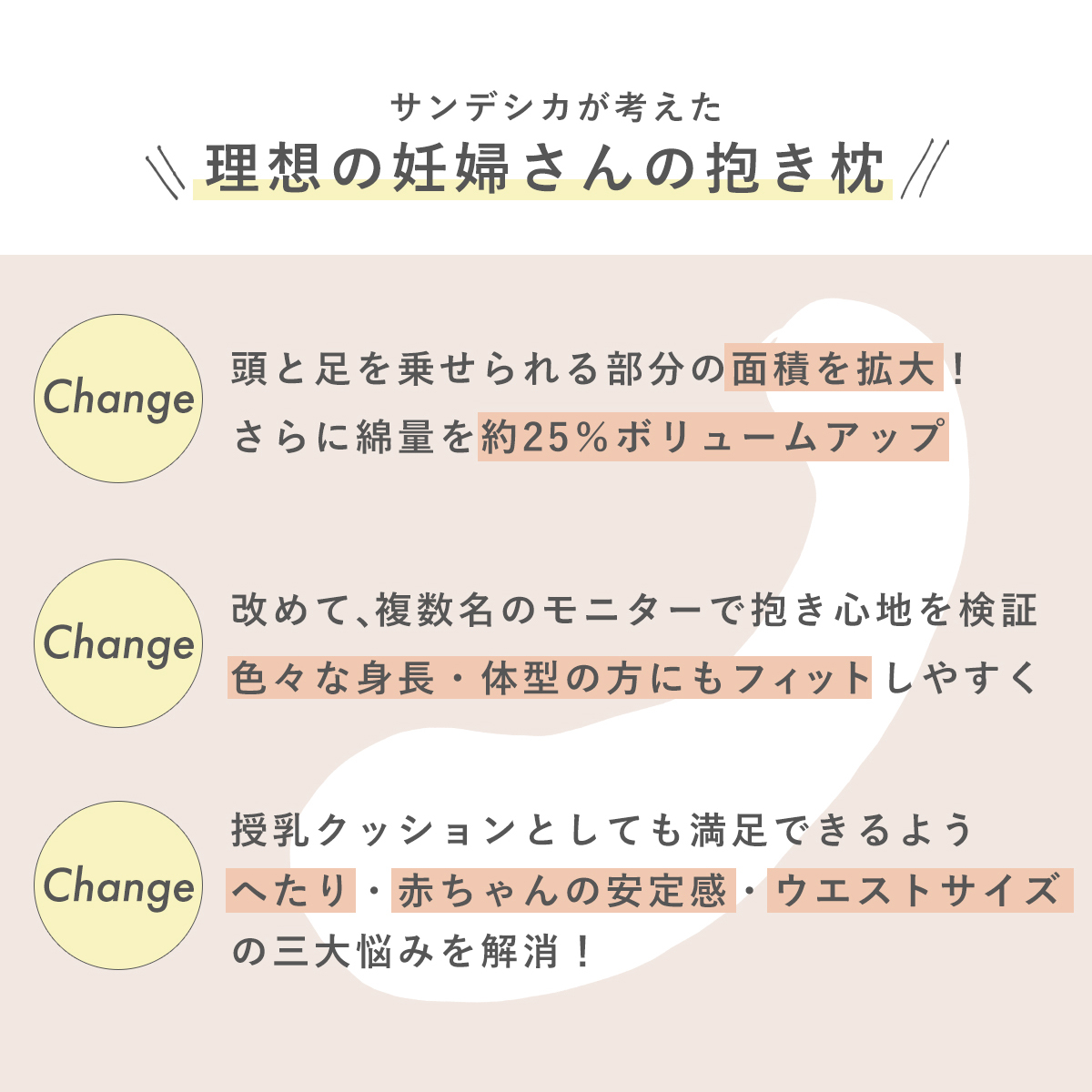 妊婦さんのための抱き枕【日本製】【サンデシカ公式】エミ emi