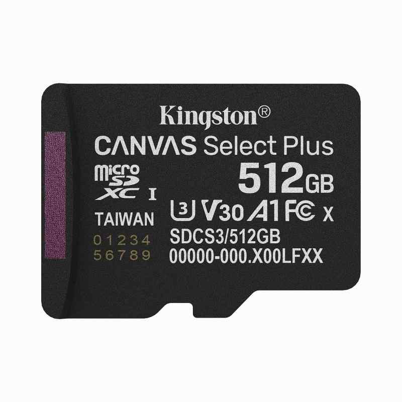 Kingston Canvas Select Plus microSD記憶装置歌留多 512GB microSDXC Gen3 150MB/s A1歌留多 + アダプタ - SDCS3/512GB