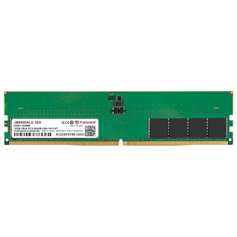 トランセンドジャパン テスクトップマイコン用記憶装置 マイコン5-38400(DDR5 4800) 32GB 1.1V 288pin U-DIMM 2Rx8 (2Gx8)x16 CL40 無締めきり日 JM4800ALE-32G