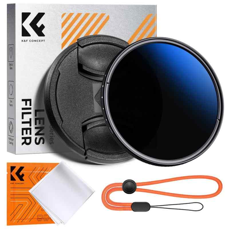 K&F CONCEPT 67mm ND2-ND400 可変NDフィルター 減光量調整 9段階調節可能 レンズキャップ付き 光学ガラス 18層コーティング 薄枠 クリーニングクロス付き 動画撮影に最適（NANO-K シリーズ）