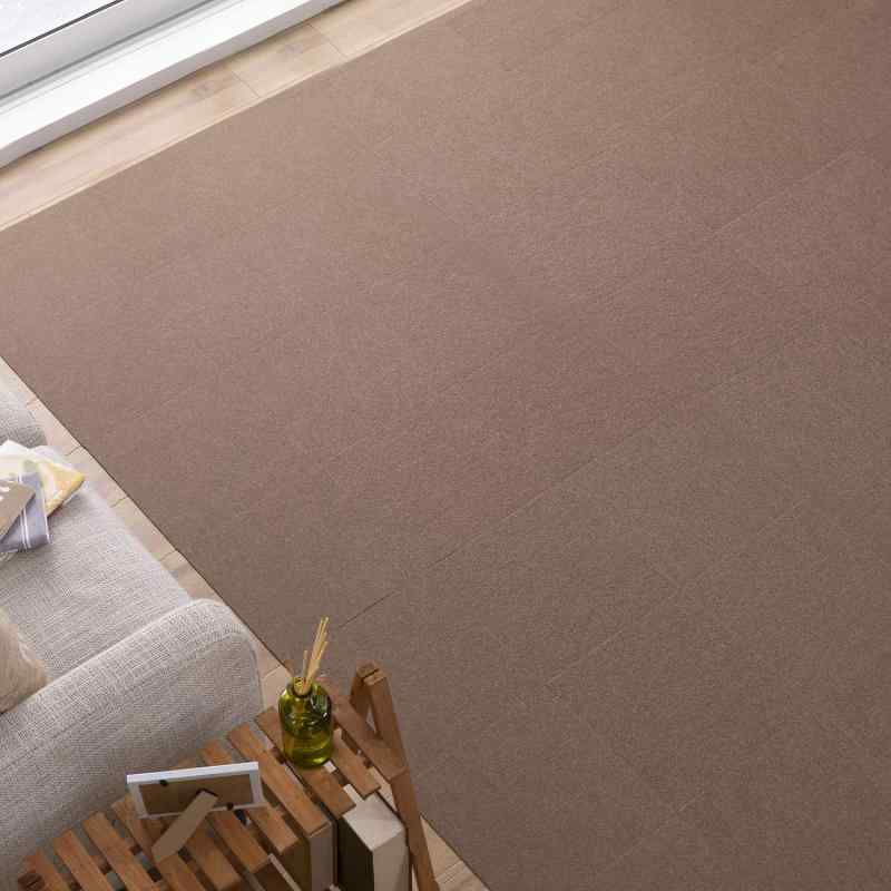 【日本製 撥水 消臭 洗える】サンコー ずれない タイルカーペット 30×30cm ブラウン 60枚 フラットタイプ おくだけ吸着 ジョイントマット KE-14
