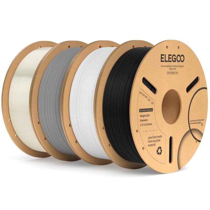 ELEGOO PLAつけ加える 繊維 1.75粍 3D印刷人用繊維 大きさ正確性 +/- 0.02 粍 手ごわいで高甚だしい PLA+ ほとんどの3D印刷人と取り替えっこ性がある (1KG/Spool, 2.2 lbs) 黒いこと\u0026amp;白いこと\u0026amp;