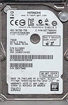 【中古】(未当て嵌める品)hts547575?a9e384、PN 0j15083、MLC 地方検事3872、Hitachi 750?GB SATA 2.5捉え所の無い運転