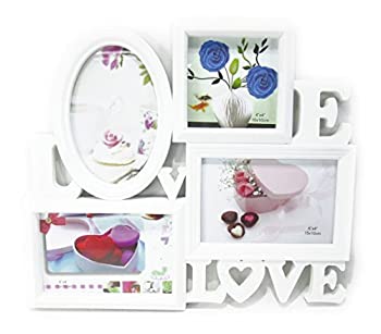 【中古】(非常に良い)【ノーブランド品】 ハイセンス　LOVE & LOVE デザイン おしゃれな 白い フォトフレーム 新婚 カップルさんに