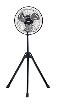 【中古】(非常に良い)広電 25cm 扇風機 アルミ羽根 三脚型 ワンタッチ式 ブラック KSF2542-K