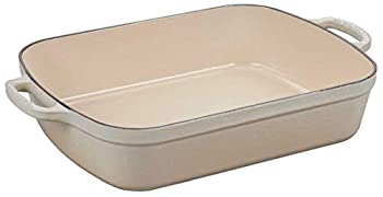 【中古】(非常に良い)Le Creuset LS2011-33716 シグネチャー 長方形ロースター、5.25クォート (11.7インチ x 16.8インチ)、メレンゲ。