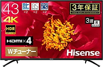 【中古】ハイセンス 43V型 4K対応液晶テレビ -外付けHDD録画対応(裏番組録画) 43F60E|COCOHOUSE