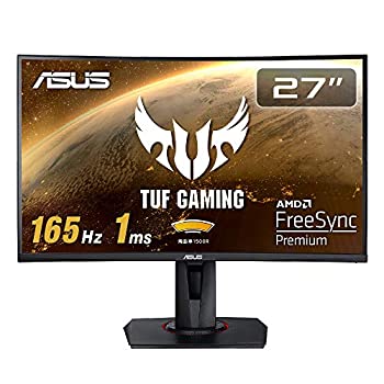 【中古】ASUS TUF Gaming ゲーミングモニター VG27VQ 27インチ湾曲 フルHD 165Hz 1ms HDMI DP DVI Freesync