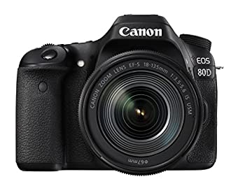 【中古】Canon デジタル一眼二眼レフ写真機 EOS 80D 水晶体一揃いの道具 EF-S18-135粍 F3.5-5.6 IS USM 属する EOS80D18135