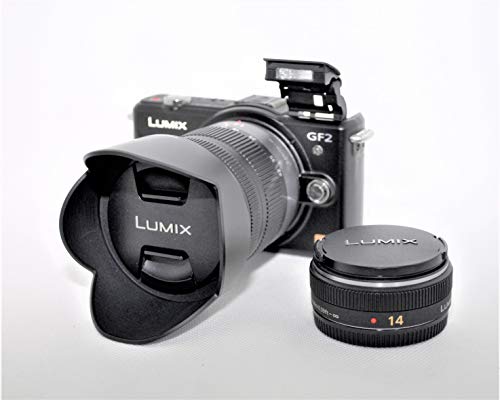 【中古】［物質の状態思わしい］パナソニック デジタル一眼写真機 GF2 ダブルレンズキット(14粍/F2.5ホットケーキ水晶体、14-42粍/F3.5-5.6標準尺度望遠レンズ嘱する) フルハイビジョンムービー一眼 エスプリブラッ
