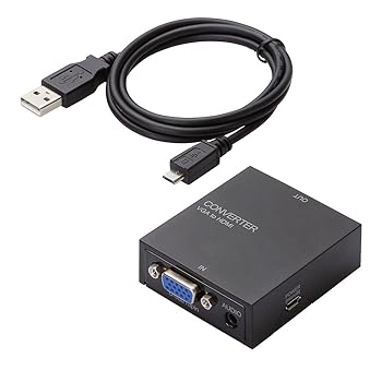 【中古】【2015年モデル】ELECOM アップスキャンコンバーター 3.5φ VGA to HDMI HDMI1.3 USB外部給電可能 AD-HDCV03