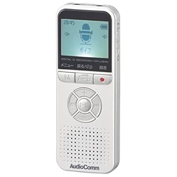 【中古】(非常に良い)オーム電機AudioComm デジタルICレコーダー ボイスレコーダー 4GB MP3録音 WAV録音 MP3再生 WAV再生 会話録音 自動開始 ノイズ軽減 ホワイト ICR
