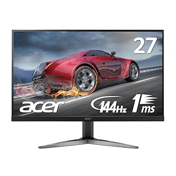 【中古】Acer ゲーミングモニター SigmaLine 27インチ WQHD KG271UAbmiipx 1ms 144Hz TN FreeSync フレームレス HDMIx2 DP スピーカー内蔵 ブルーライト