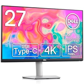 【中古】(未使用品)Dell S2722QC 27インチ 4K モニター (／IPS非光沢／USB Type-C・HDMIx2／sRGB 99%／縦横回転・高さ調整／4ms／AMD FreeSync／スピーカー付)