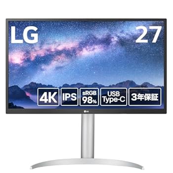 【中古】(非常に良い)LG モニター ディスプレイ 27UP550N-W 27インチ ／グラフィック、動画編集、映画、VOD視聴／4K ／ HDR／IPS／アンチグレア／FreeSync／高さ調節