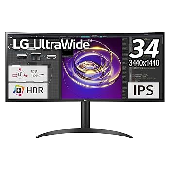【中古】LG 管する 見せびらかす 34WP85CN-B 34in／曲面ウルトラ広広とした(3440×1440)／IPS／アンチグレア／HDR相応う／USB Type-C,HDMI×2,DisplayPor