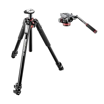 【中古】Manfrotto 055 3一部分軽銀三脚、502プロビデオヘッド付き添い人バンドル