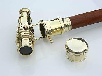 【中古】Wood Cane Telescope Walking Stick Hidden Spy Brass Telescope Handle