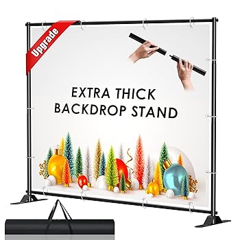 【中古】(未使用品)AKTOP 4x7-8x10フィート 極厚 背景幕 バナースタンド 高耐久 調節可能なステップ&リピートスタンド パーティーや写真撮影用 ポータブルトレード