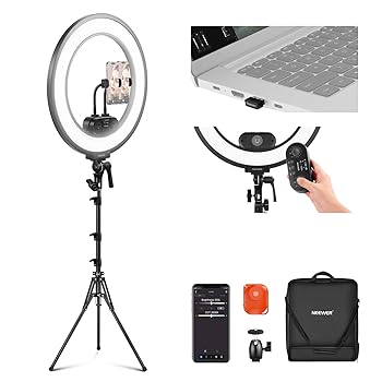 【中古】(人並み外れたに好いたらしい)NEEWER エッジリットリングライト 18in APP 2.4G パソコン／Mac 取り締まる 磁気 取りはらい能力のある 遠隔操作／照明ランプ／御徒面子嘱する 45W 3300lux 290