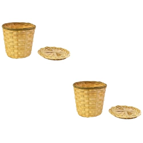 【中古】(非常に良い)TINEASUR 2個 ミニ収納バスケット ランドリーバスケット籐 自然な収納バスケット 置き場 フルーツバスケット ミニゴミ箱 海草バスケット デスク用の小さな編まれたバスケット. ごみ箱 竹画像