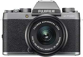 【中古】(良い)富士フイルム(FUJIFILM) ミラーレス一眼 X-T100レンズキット ダークシルバー X-T100LK-DS