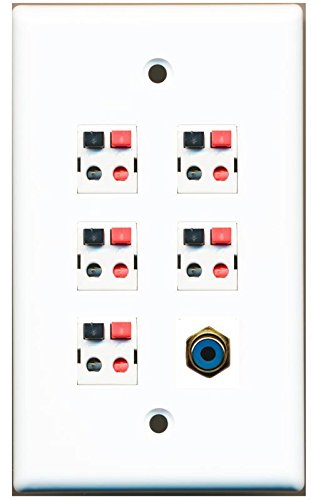 【中古】(未当て嵌める・未開封品)RiteAV 5 x金棒引き万力と1 x RCAサブウーハーポートウォールプレートシングルギャングホワイト