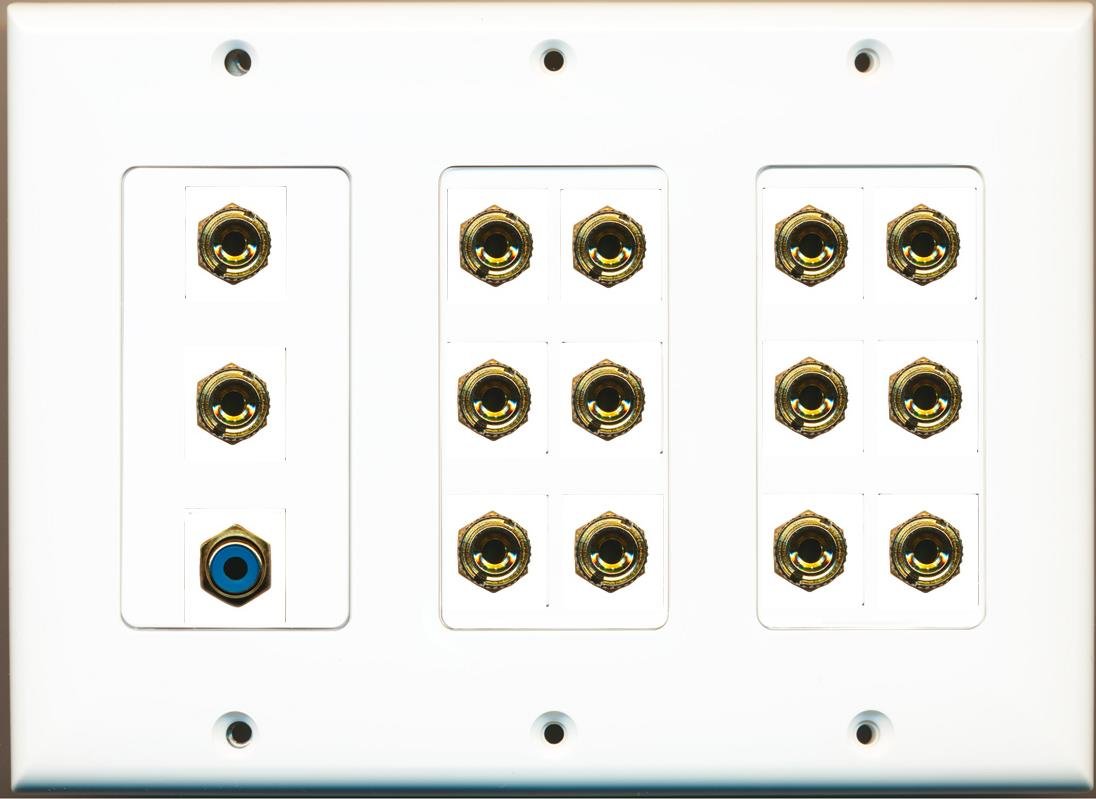 【中古】(未当て嵌める・未開封品)RiteAV 14バナナの木( for 7金棒引き)とRCAブルーサブウーハーポートかざり付ける壁一皿白いこと