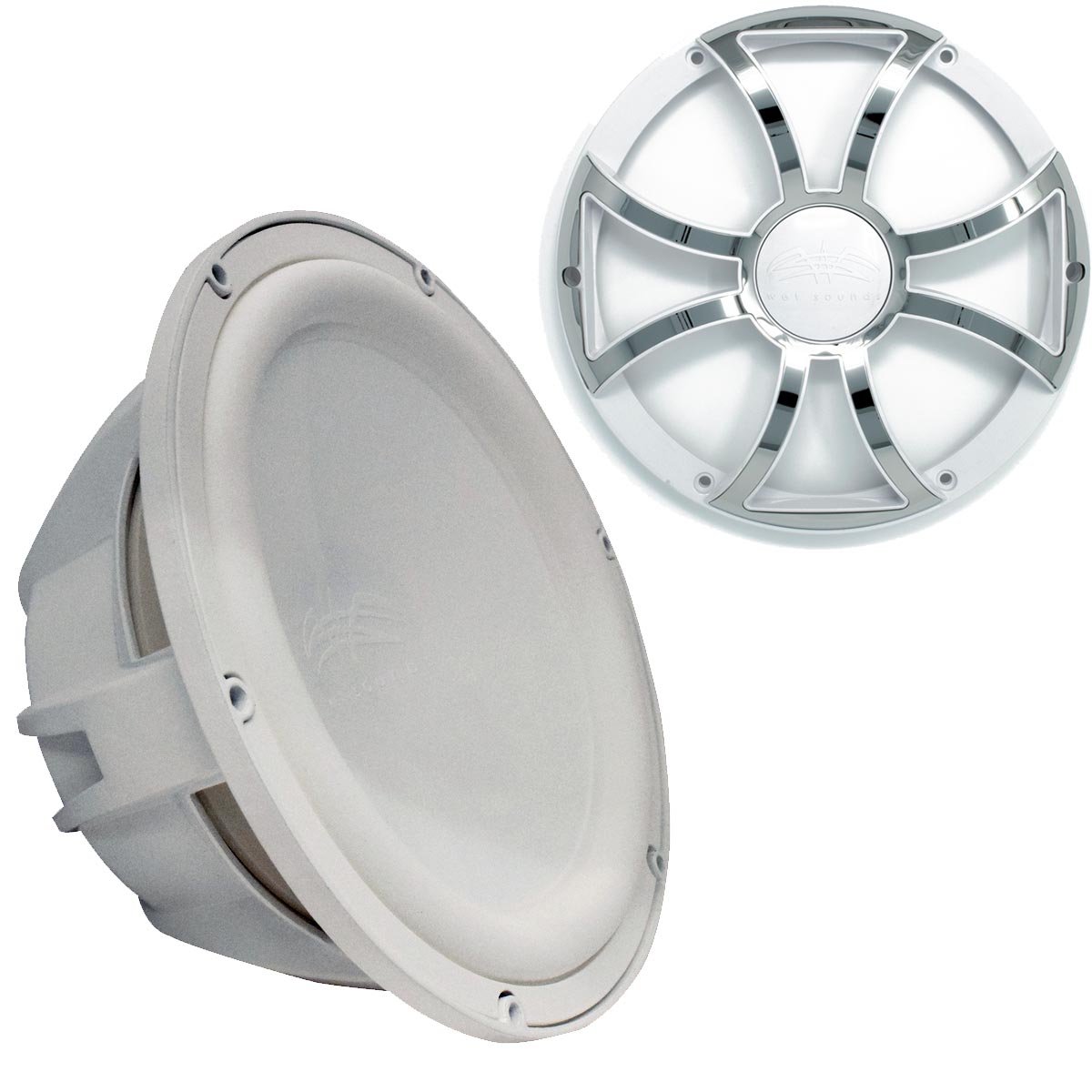 【中古】(未当て嵌める・未開封品)濡れSounds Revo 10  Marineサブウーハー\u0026食べ物屋 ? 白いこと ? 4 OHM 10 Inch REVO10FAS4-W+REVO10XS-W-SSGRILL