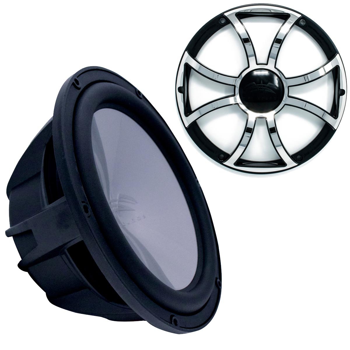 【中古】(未当て嵌める・未開封品)濡れSounds Revo 12  Marineサブウーハー\u0026食べ物屋 ? 黒いこと ? 4 OHM 12 Inch REVO12FAS4-B+REVO12XS-B-SSGRILL