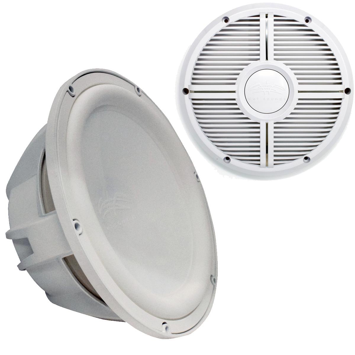 【中古】(未当て嵌める・未開封品)濡れSounds Revo 12  Marineサブウーハー\u0026食べ物屋 ? 白いこと ? 2 Ohm 12 Inch REVO12FAS2-W+REVO12XW-WGRILL