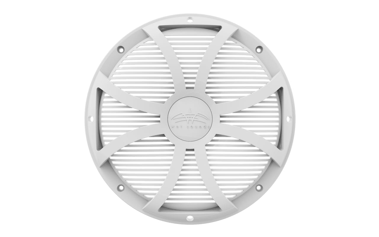 【中古】(非常に良い)濡れSounds Revo 12 sw-wグリルホワイトSW閉じRevoスタイルグリルの12インチLED Marineサブウーハー