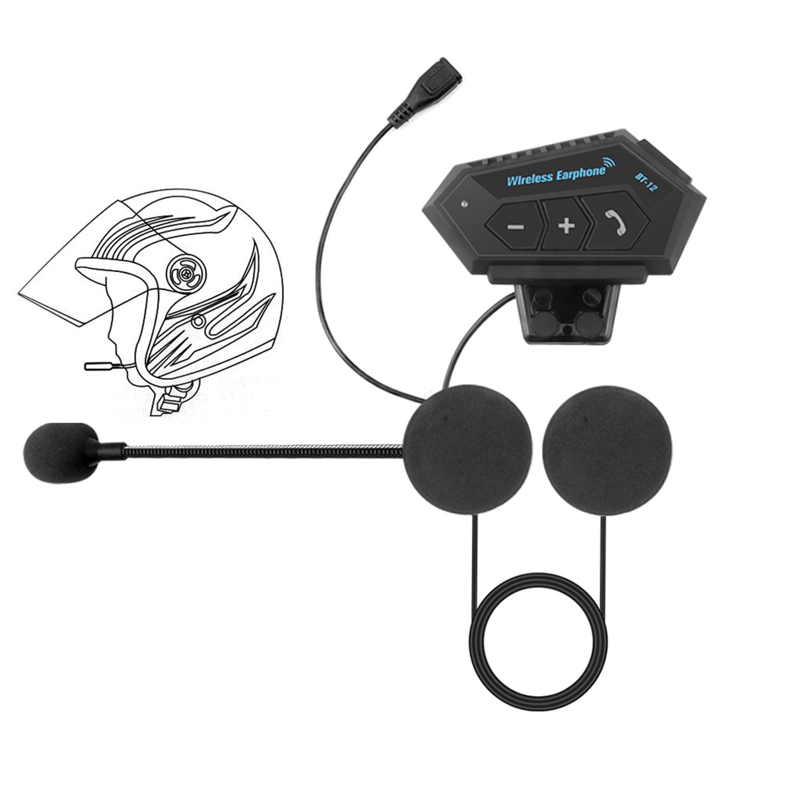 【中古】(非常に良い)オートバイBluetoothヘッドセット、ヘルメットヘッドセットワイヤレスハンズフリーコールキットステレオ干渉防止防水ミュージックプレーヤースピーカー