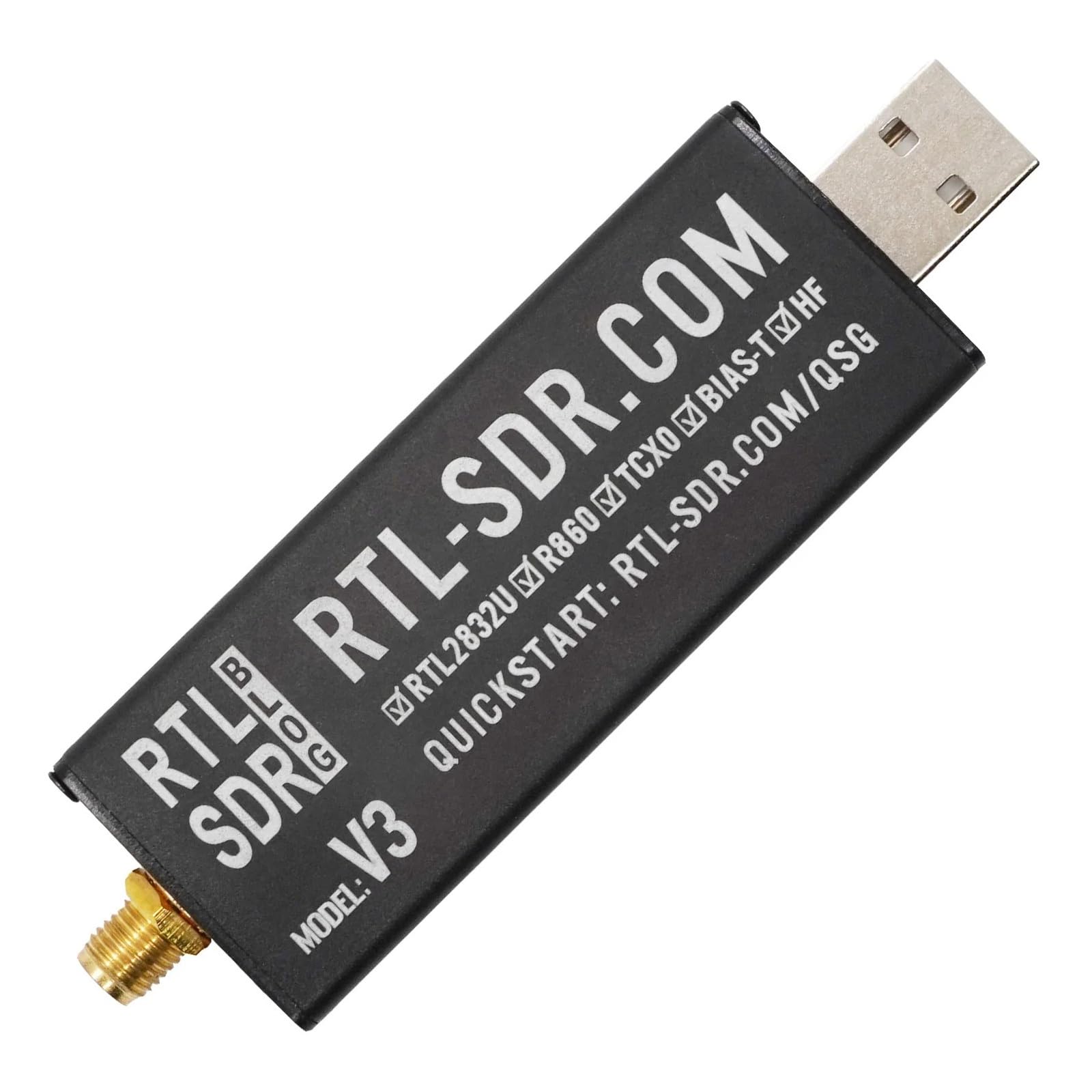 【中古】RTL SDR V3 R820T2 ラジオ受信機 RTL2832U 1PPM TCXO SMA RTLSDR ソフトウエア意義付ける無線電話傍受機 (ドングルのみ)
