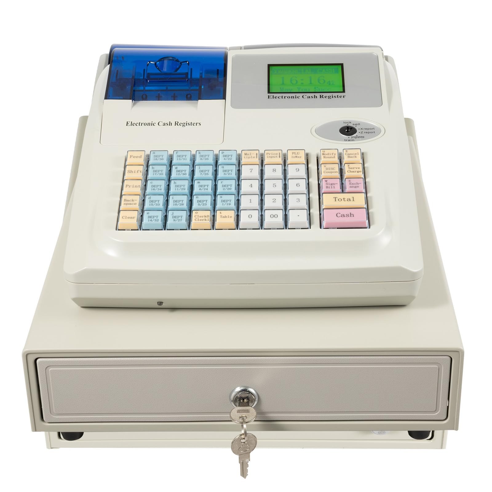 【中古】(非常に良い)電子キャッシュレジスター、48キー現金管理システム、8デジタルLED 100V多機能キャッシュレジスター、現金とコイン引き出し付き、小売、レストラン、スーパーマーケット用 (ブラック)