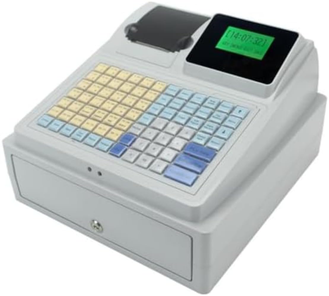 【中古】電子キャッシュ レジスター、48 キー レジ レジスター、ドロワー フラット キーボードおよびサーマル プリンター付きキャッシュ レジスター、8 デジタル LED ディスプレイ、中小企業向け81キーキャッシュレジ