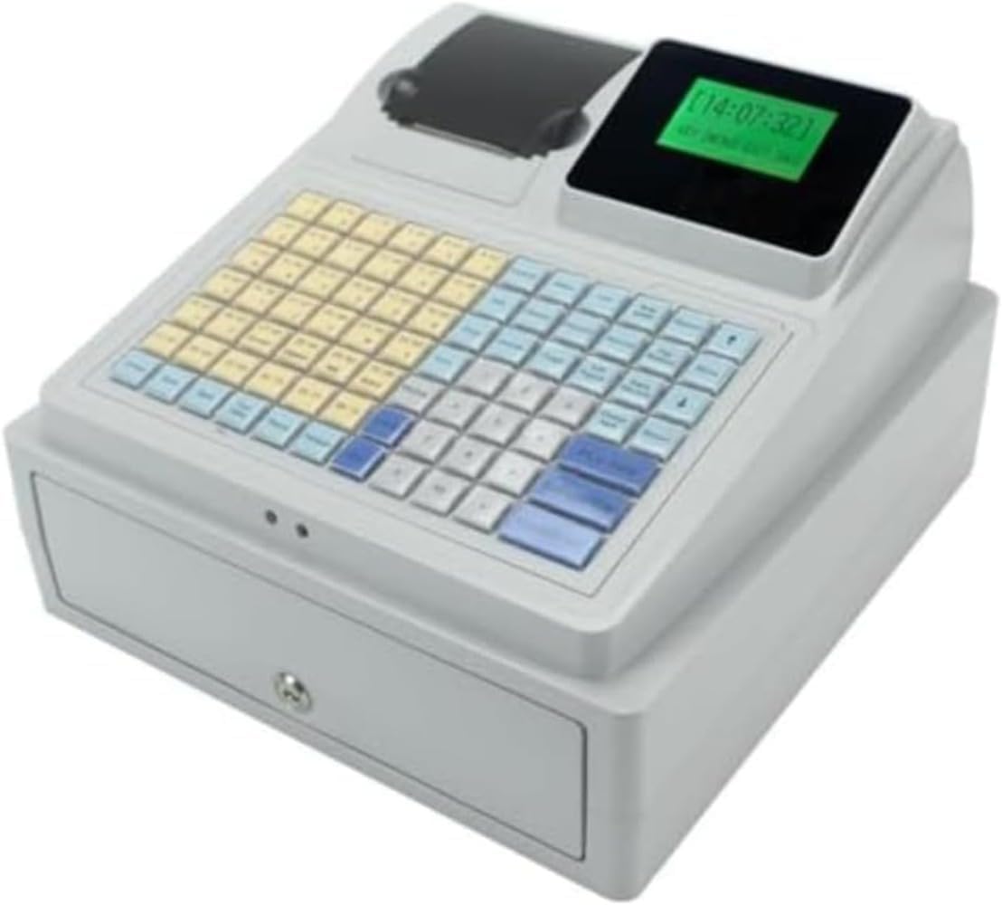 【中古】電子レジスター、48 キー レジスター、ドロワー フラット キーボードおよびサーマル プリンター付きキャッシュ レジスター、8 桁 LED ディスプレイ、小規模ビジネス 81 キー レジスター、小規模ビジネス／小