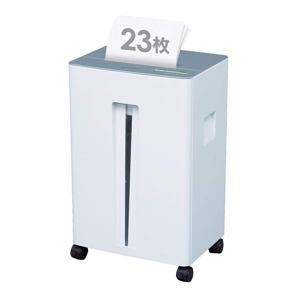 【中古】アイリスオーヤマ シュレッダー 御役目用 静音 細断枚数23枚 差し交わすとり捨てる 年代順の継続当て嵌める15分 ホチキス相応う 砂ぼこりボックス席大電気容量30L A4／700枚封じこめる OF23 白いこと／しろがね色