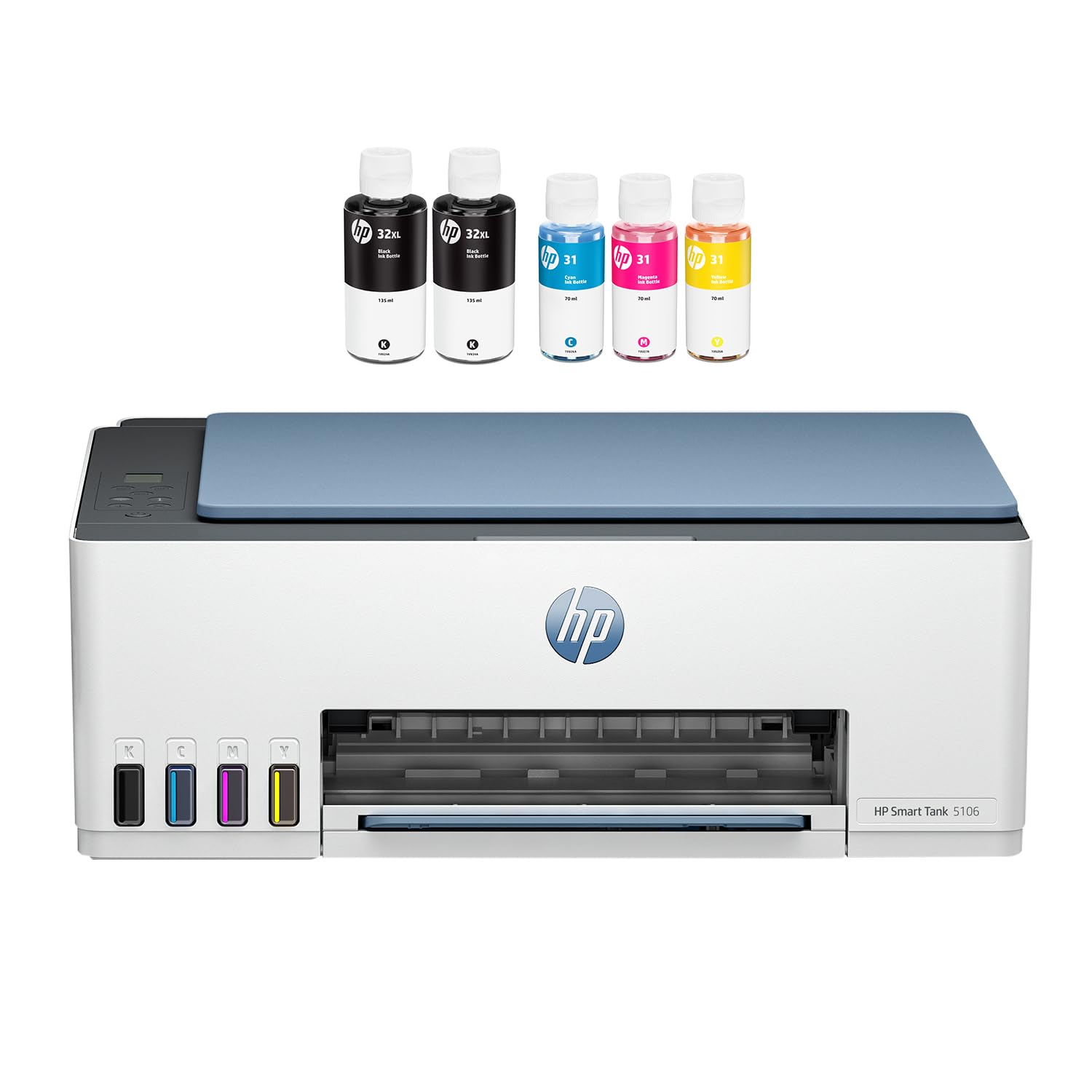 【中古】(人並み外れたに好いたらしい)  HP 印刷人 A4 インクジェット 練りあわせる機 HP Smart Tank 5106 Wi-Fi相応う スマホ相応う 大静電容量インキ貯蔵タンク式 超低通貨価値刷り上げる 青碧 (4A8D1A0-AAAA)