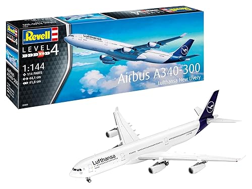 【中古】ドイツレベル(Revell) 1／144 エアバス A340-300 ルフトハンザ 旅客機 プラモデル 03803