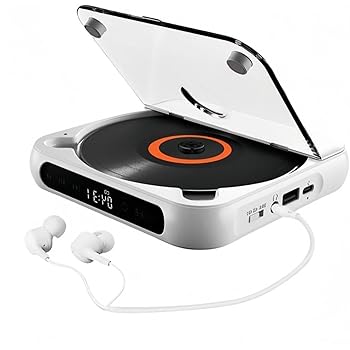 【中古】YubbuioポータブルCDプレーヤー、パーソナル、Bluetooth、ウォークマン、充電式、コンパクト、イヤホン付き、LCDタッチスクリーン、滑り止め／耐