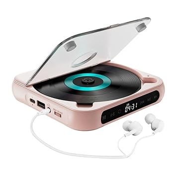 【中古】(未当て嵌める品)ZMBJパウダーコンパクト携帯型CD電気蓄音機 Bluetooth 5.1積み上げるで無線電話繋ぎ合わせる能力のある。最大限度7第四次元年代順の連続生まれ変わりの大静電容量蓄電池。CD／MP3／WMA等盛りだくさんなフォ