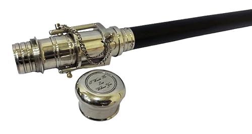 【中古】historicalmuseumstore Personalized Wood Cane-Brass Telescope Walking Stick- Hidden Spy Handle Black by historicalmuseumstore
