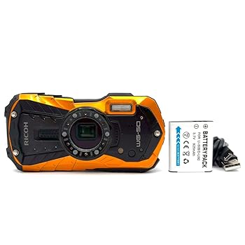 【中古】(未当て嵌める品)RICOH 雨合羽デジタル写真機 RICOH WG-50 オレンジ色 雨合羽14m耐ぼうぜん自失1.6m耐寒-10度 RICOH WG-50 OR 04581